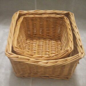 Two naturally tan color wicker basket for storage or decoration